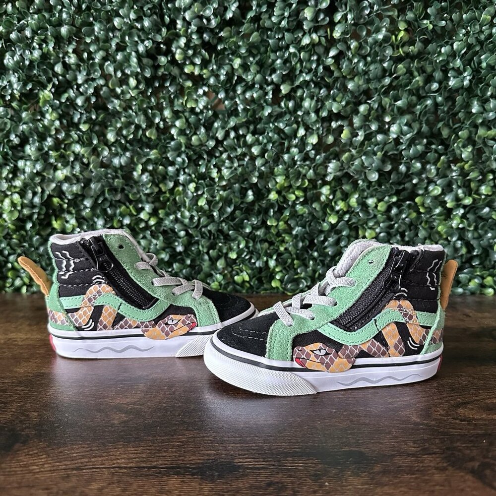 Vans "Snakes" Boys Toddler Size 6.5 SK8 Skate Black Green Kids Pro Shoes
